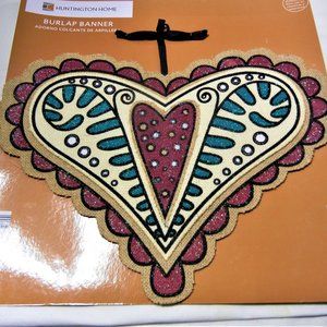 Huntington House Country Decor Burlap HEART Banner / Door Wreath